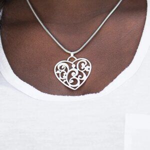 Paparazzi Jewelry - FILIGREE Your Heart With Love - Silver Necklace - Vintage